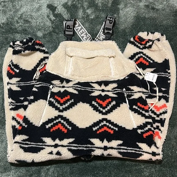 NWT Free People Hit The Slopes Printed Salopette/Black Fairisle Combo - Small - Picture 4 of 8